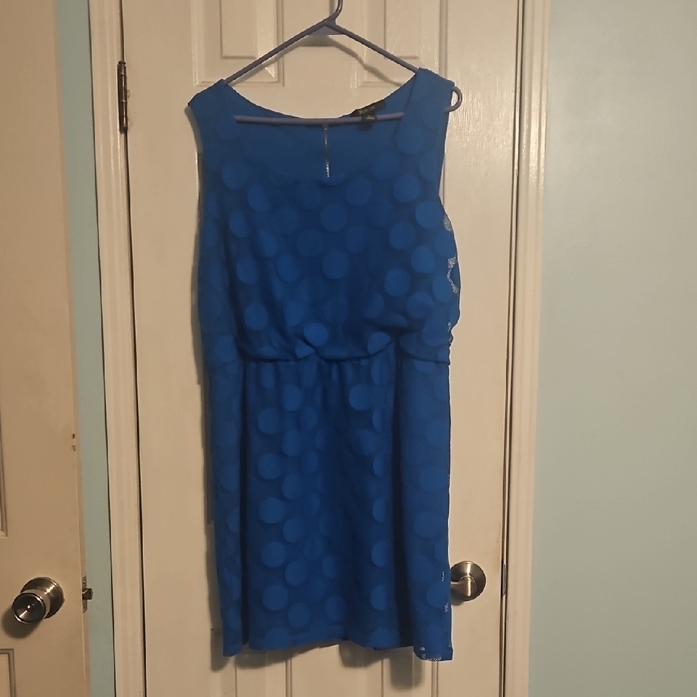 Elegant Blue Polka Dot Dress